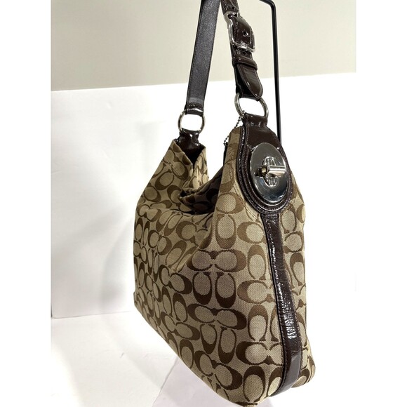 COACH Signature Hobo BagBrown / Beige Canvas Leather Trim